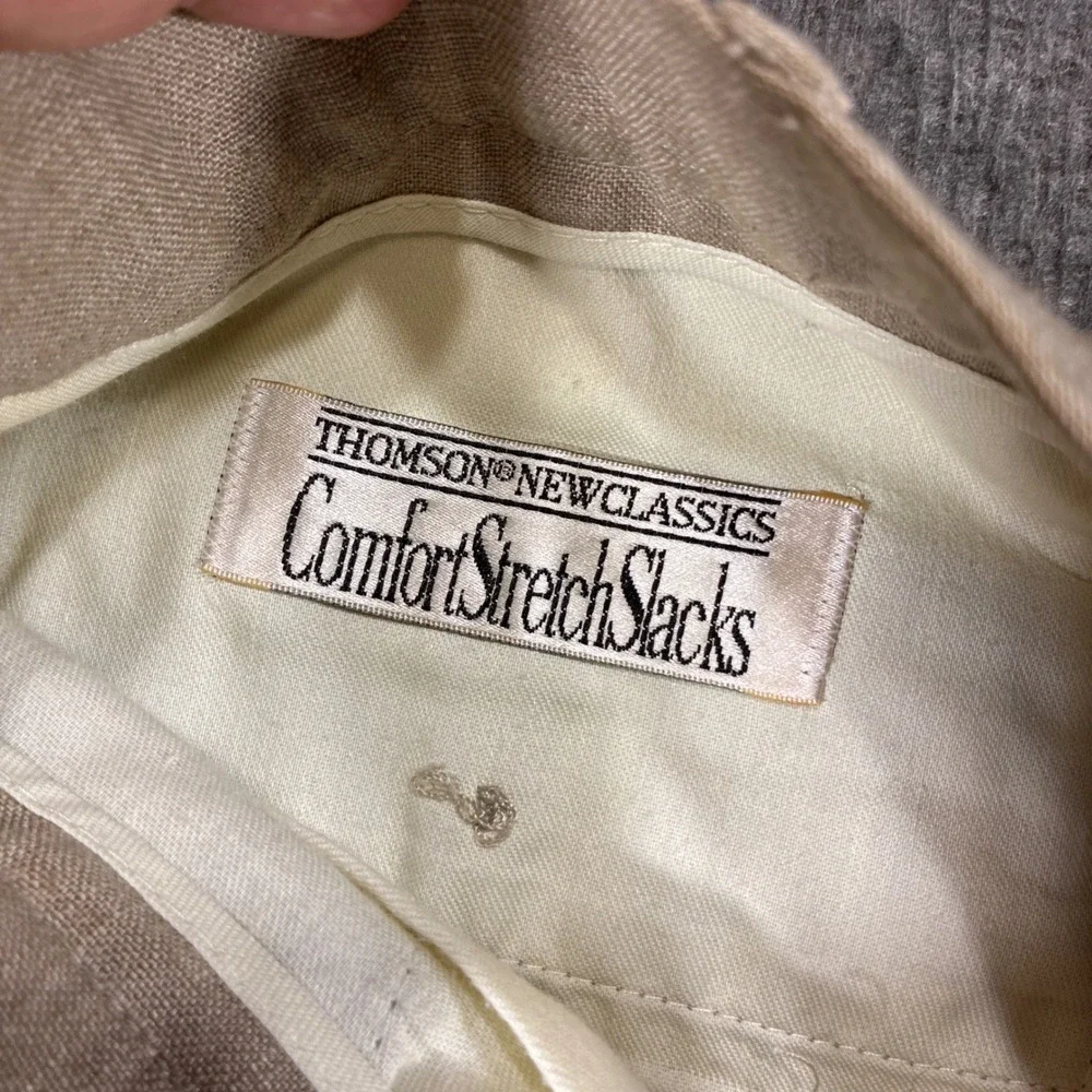 Thomson Slacks Men 36x34 Tan Vintage Wide Leg Baggy Flowing Rayon Blend Preppy